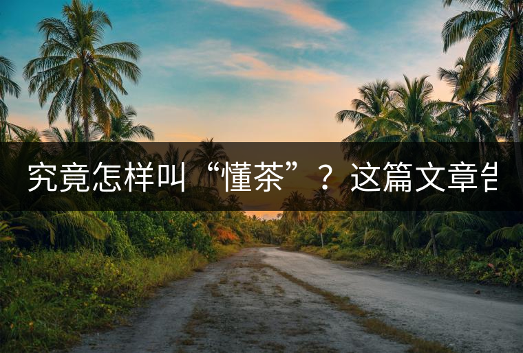 究竟怎樣叫“懂茶”？這篇文章告訴你50%！
